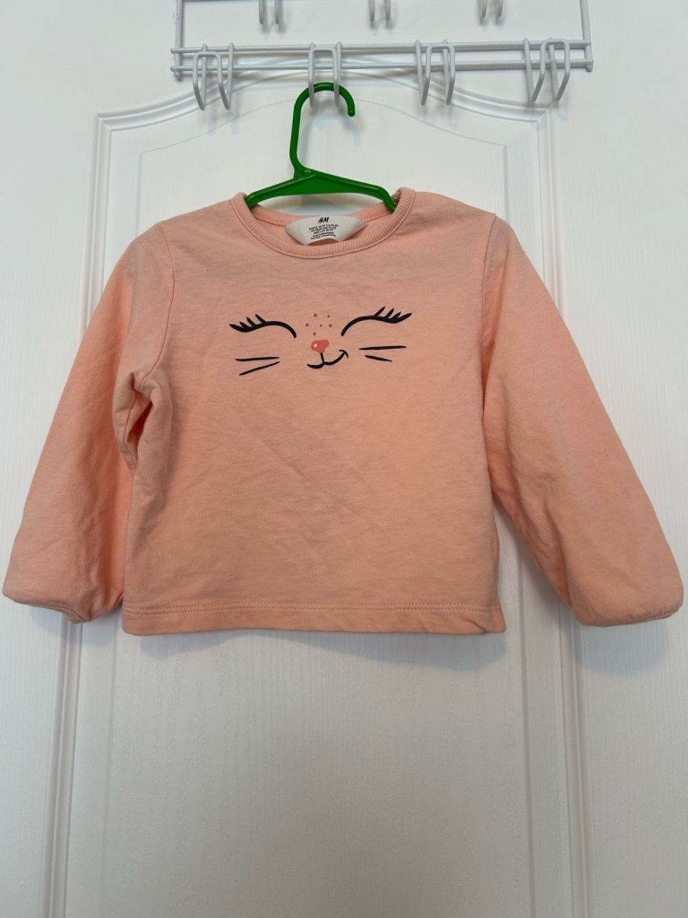H&M Peach Cat Face Long Sleeve Tee